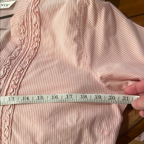 Orvis Pink Ruffled Long Sleeve  Button Blouse, size 14 - Picture 6 of 6